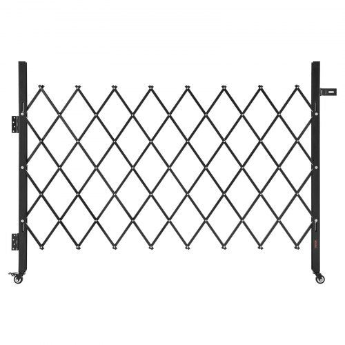 Single Folding Security Gate, Lockable Scissor Gate with 360° Swivel Casters, Outdoor Barricade Steel Retractable Gates, for Entry Security, Garage, Warehouse & Pool, 66.93 x 51.57 in (W x H)