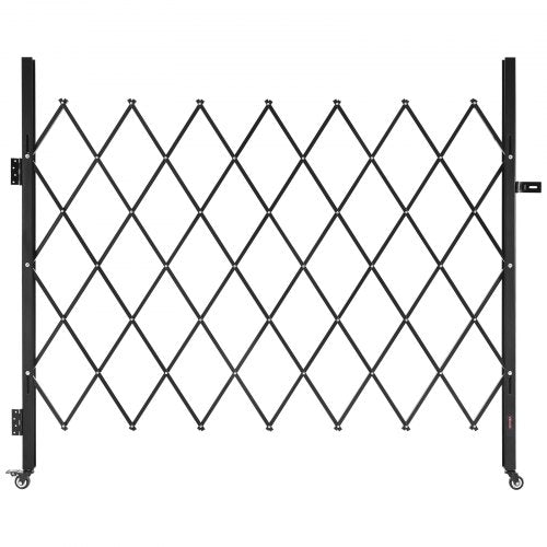 Single Folding Security Gate, Lockable Scissor Gate with 360° Swivel Casters, Outdoor Barricade Steel Retractable Gates, for Entry Security, Garage, Warehouse & Pool, 70.87 x 63.39 in (W x H)