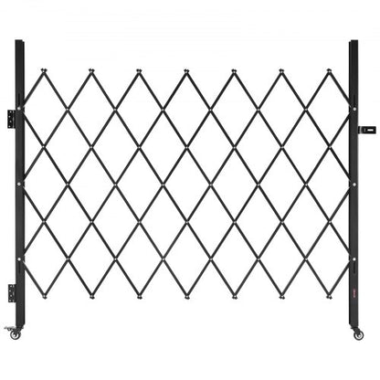 Single Folding Security Gate, Lockable Scissor Gate with 360° Swivel Casters, Outdoor Barricade Steel Retractable Gates, for Entry Security, Garage, Warehouse & Pool, 70.87 x 63.39 in (W x H)