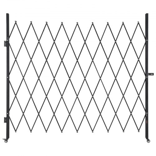 Single Folding Security Gate, Lockable Scissor Gate with 360° Swivel Casters, Outdoor Barricade Steel Retractable Gates, for Entry Security, Garage, Warehouse & Pool, 86.61 x 86.81 in (W x H)