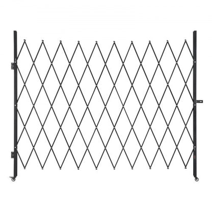 Single Folding Security Gate, Lockable Scissor Gate with 360° Swivel Casters, Outdoor Barricade Steel Retractable Gates, for Entry Security, Garage, Warehouse & Pool, 94.49 x 86.81 in (W x H)