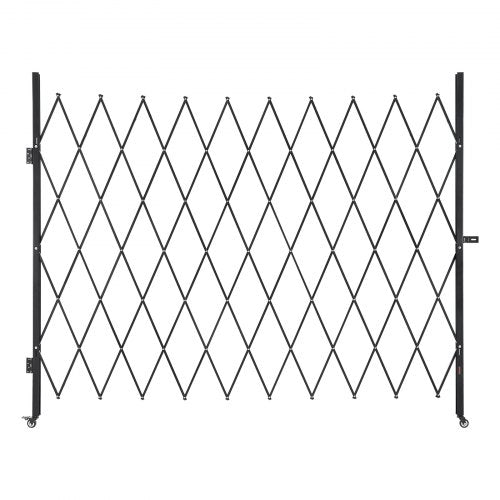 Single Folding Security Gate, Lockable Scissor Gate with 360° Swivel Casters, Outdoor Barricade Steel Retractable Gates, for Entry Security, Garage, Warehouse & Pool, 94.49 x 86.81 in (W x H)