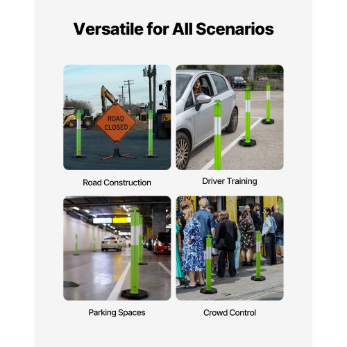 3er-Pack Absperrpfosten 1140 mm Leitkegel mit beschwertem Fuß grün | EU