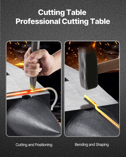 Cast Iron Anvil, 105 Lbs Single Horn Anvil with Large Countertop and Stable Base, High Hardness Rugged Round Horn Anvil Blacksmith, for Bending, Shaping