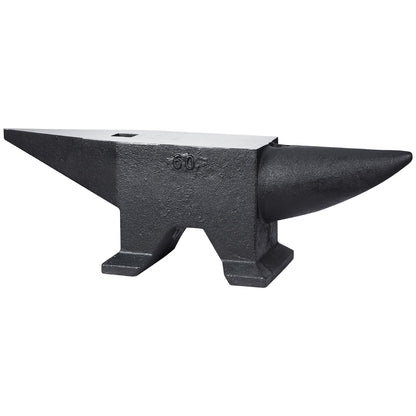 Cast Steel Anvil, 132 Lbs(60kg) Single Horn Anvil with Large Countertop and Stable Base, High Hardness Rugged Round Horn Anvil Blacksmith, for Bending, Shaping
