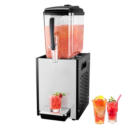 Commercial Beverage Dispenser, 12 L / 12.7 QT Juice Dispenser, 170W 304 Stainless Steel Food Grade Ice Tea Drink Machine with 45°F-54°F Cooling Temperature, for Cold Drink Restaurant Bar Party