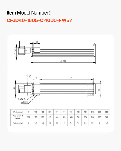 Linear Guide, 1000 mm Stroke Work Size, Ball Screw Motion CNC Linear Guide Stage Actuator, Motorized Nema 23 Stepper Motor, High Precision, for Engraving Machine CNC Milling Machine 3D Printer