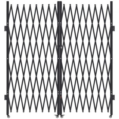 Double Folding Security Gate, Lockable Scissor Gate with 360° Swivel Casters, Outdoor Barricade Steel Retractable Gates, for Entry Security, Garage, Warehouse & Pool, 155.12 x 86.81 in (W x H)