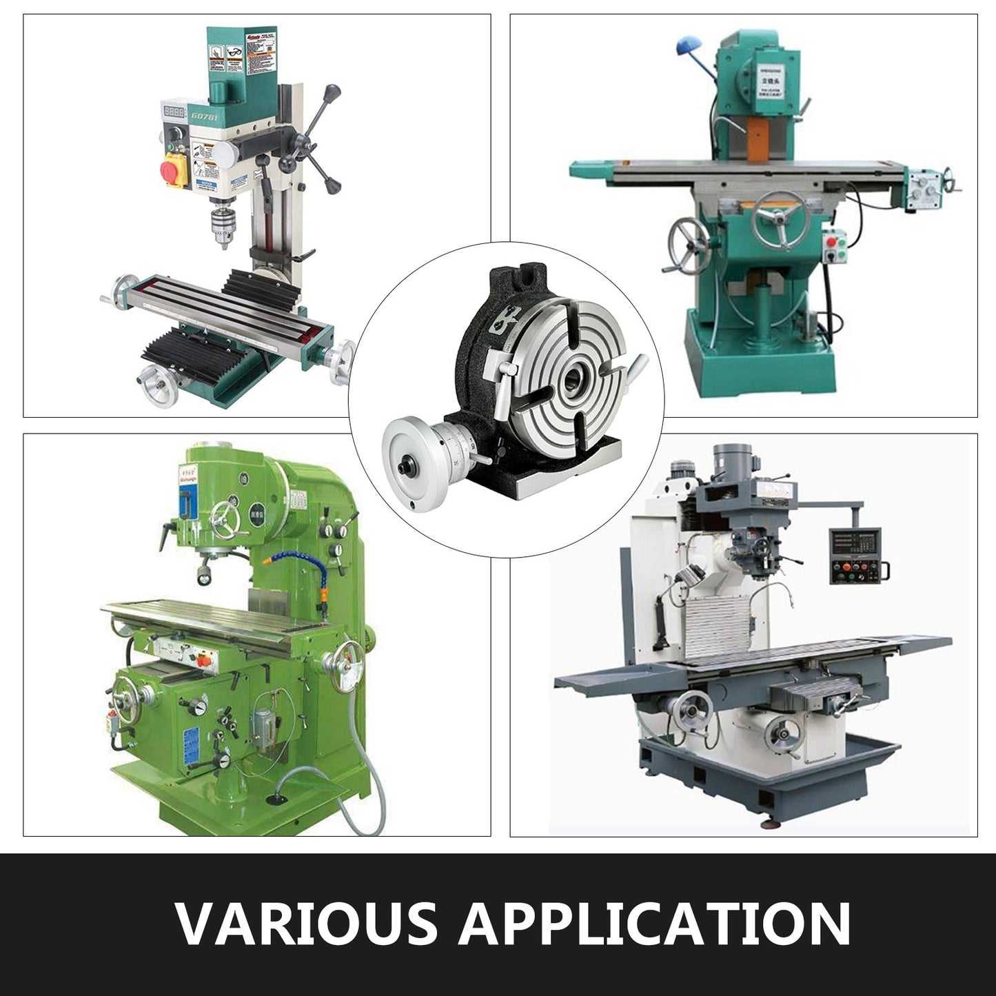 Rotary Table 6inch(150mm) Horizontal Vertical Milling Table 2/5inch(10mm) 4-Slot Milling Rotary Table MT-2 Rotary Table for Milling with Indexing Plate Set for Precision Milling Drilling