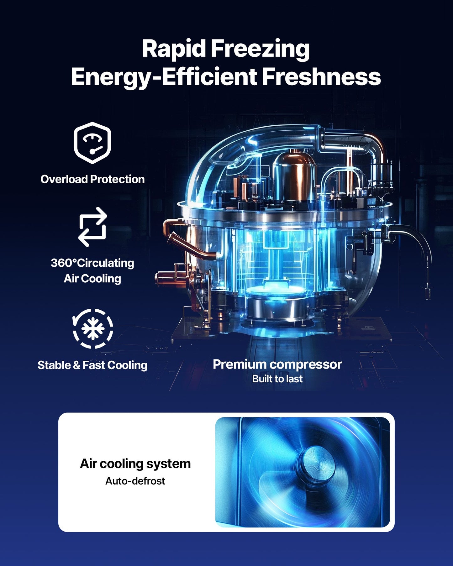 60" W Commercial Freezer, 14.8 Cu.Ft Worktop Freezers Undercounter with LED Auto Lighting and Lockable Door, 2 Doors Food Freezing Prep Worktable, Stainless Steel Prep Frozen Table with Casters