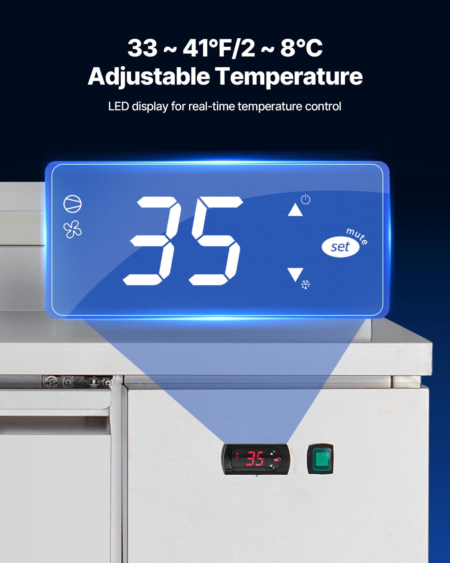 67"W Commercial Refrigerator, Pizza Prep Refrigerated Table, 20" Ultra Wide Countertop Food Prep Worktable, 20.3 Cu.Ft Single Door Salad Prep Fridge, 9 Pans Pizza Make Worktop with Cutting Board