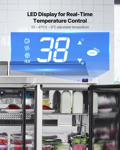 72"W Commercial Refrigerator, 18.7 Cu. Ft Sandwich Prep Refrigerated Table, Mega Top Food Prep Fridge with 18 Pans and Cutting Board, Stainless Steel Salad Prep Cooler for Restaurant, Food Truck