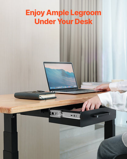 13" Wide Under Desk Drawer Slide Out, Under Desk Mounted Pull-out Drawer Attachment, Hidden Desktop Storage Organizer, Under Table Pencil Drawer for office Home Sit Stand Workstation, 15x9x3 in