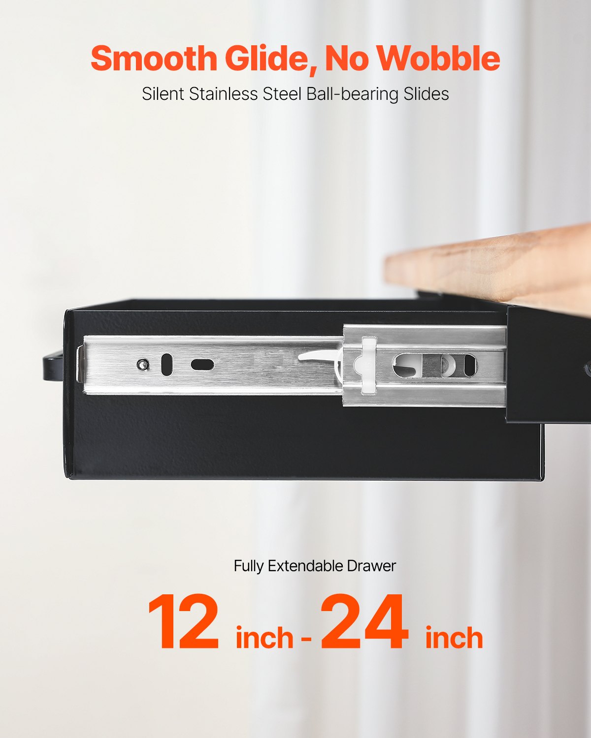 13" Wide Under Desk Drawer Slide Out, Under Desk Mounted Pull-out Drawer Attachment, Hidden Desktop Storage Organizer, Under Table Pencil Drawer for office Home Sit Stand Workstation, 15x9x3 in