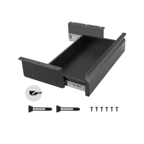 16" Wide Under Desk Drawer Slide Out, Under Desk Mounted Pull-out Drawer Attachment, Hidden Desktop Storage Organizer, Under Table Pencil Drawer for office Home Sit Stand Workstation, 17x9x4 in