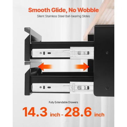 2 Låda 40 cm Under Skrivbordet Låda Organizer Utdragbar låda Space Saver