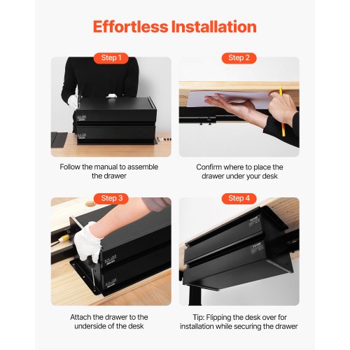 2 Låda 40 cm Under Skrivbordet Låda Organizer Utdragbar låda Space Saver