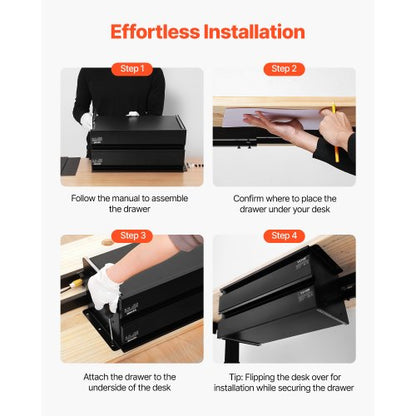 2 Låda 40 cm Under Skrivbordet Låda Organizer Utdragbar låda Space Saver
