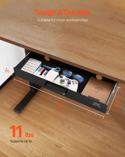 58cm Under Desk Drawer Organizer Pull Out Drawer Space Saver Home Office