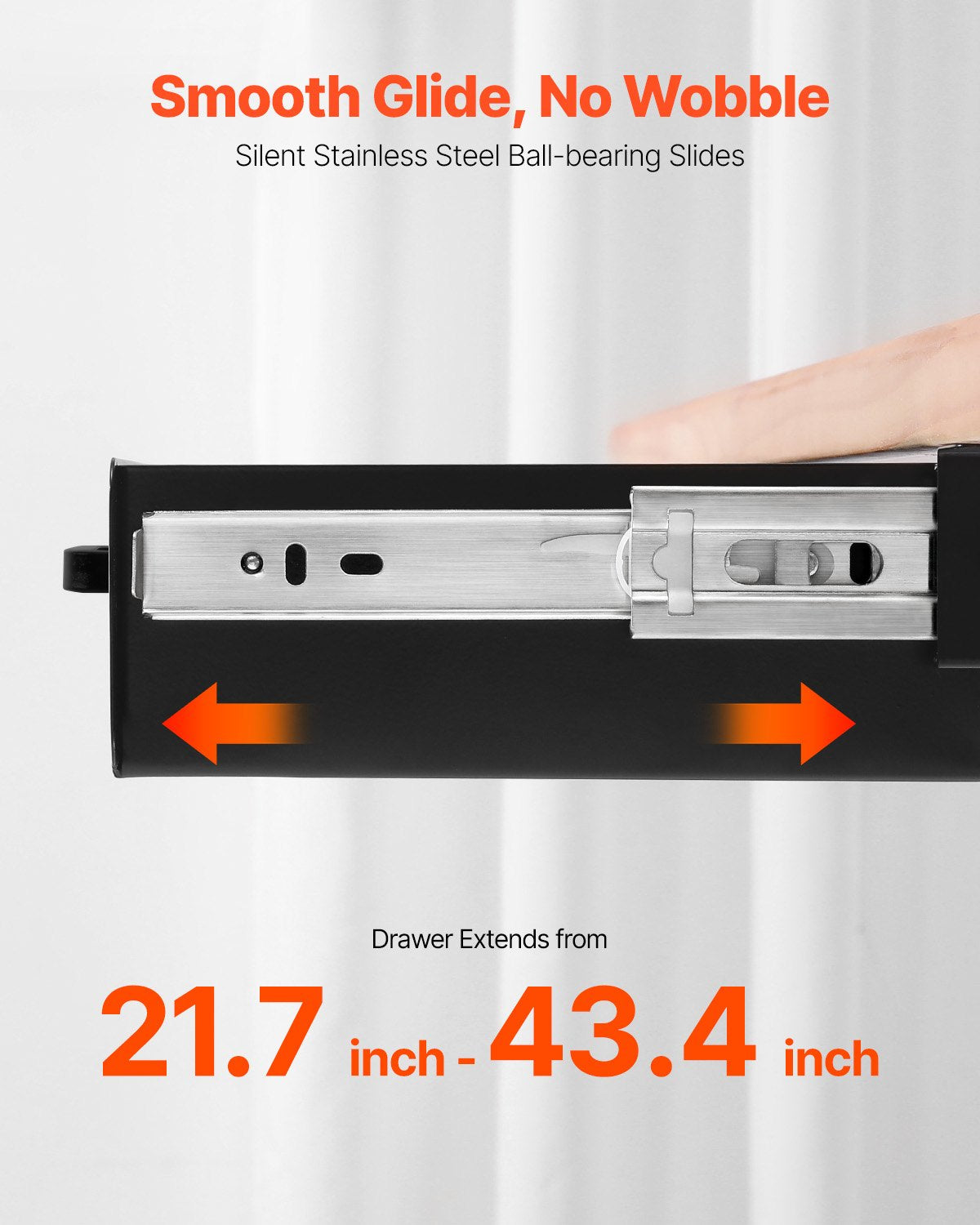 58cm Under Desk Drawer Organizer Pull Out Drawer Space Saver Home Office