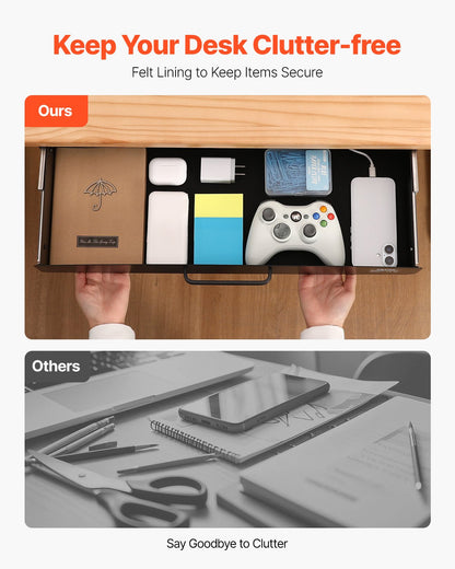 58cm Under Desk Drawer Organizer Pull Out Drawer Space Saver Home Office