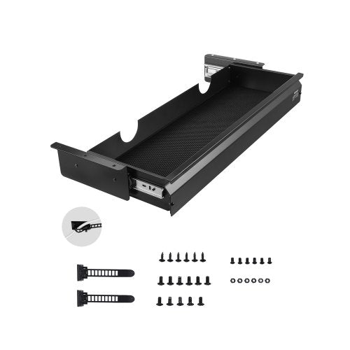 26" Wide Under Desk Drawer Slide Out, Under Desk Mounted Pull-out Drawer Attachment, Hidden Desktop Storage Organizer, Under Table Pencil Drawer for office Home Sit Stand Workstation, 29x9x4 in