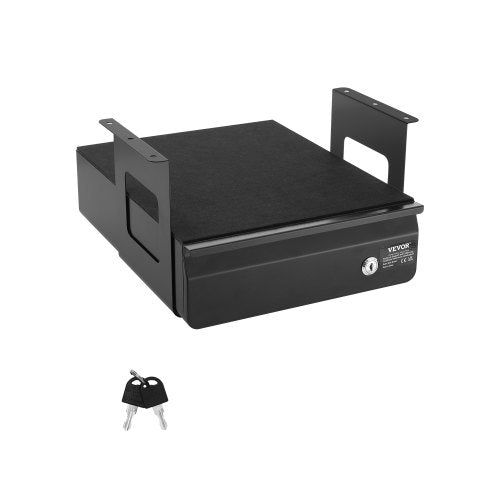 13" Wide Under Desk Drawer Slide Out, Under Desk Mounted Pull-out Drawer Attachment, Hidden Desktop Storage Organizer, Lockable Under Table Pencil Drawer for Sit Stand Workstation, 14x13x7 in