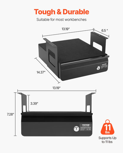 33cm abschließbar unter Schreibtisch Schublade Organizer Pull Out Schublade Home Office