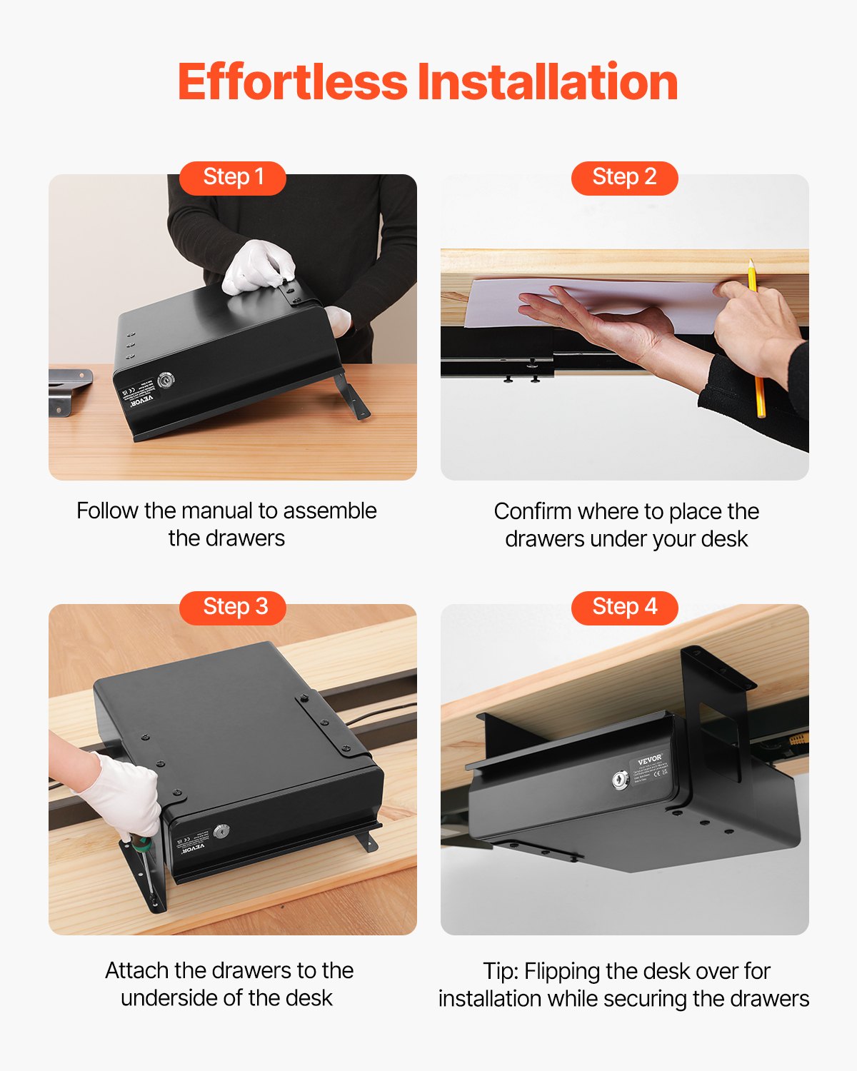 33cm abschließbar unter Schreibtisch Schublade Organizer Pull Out Schublade Home Office