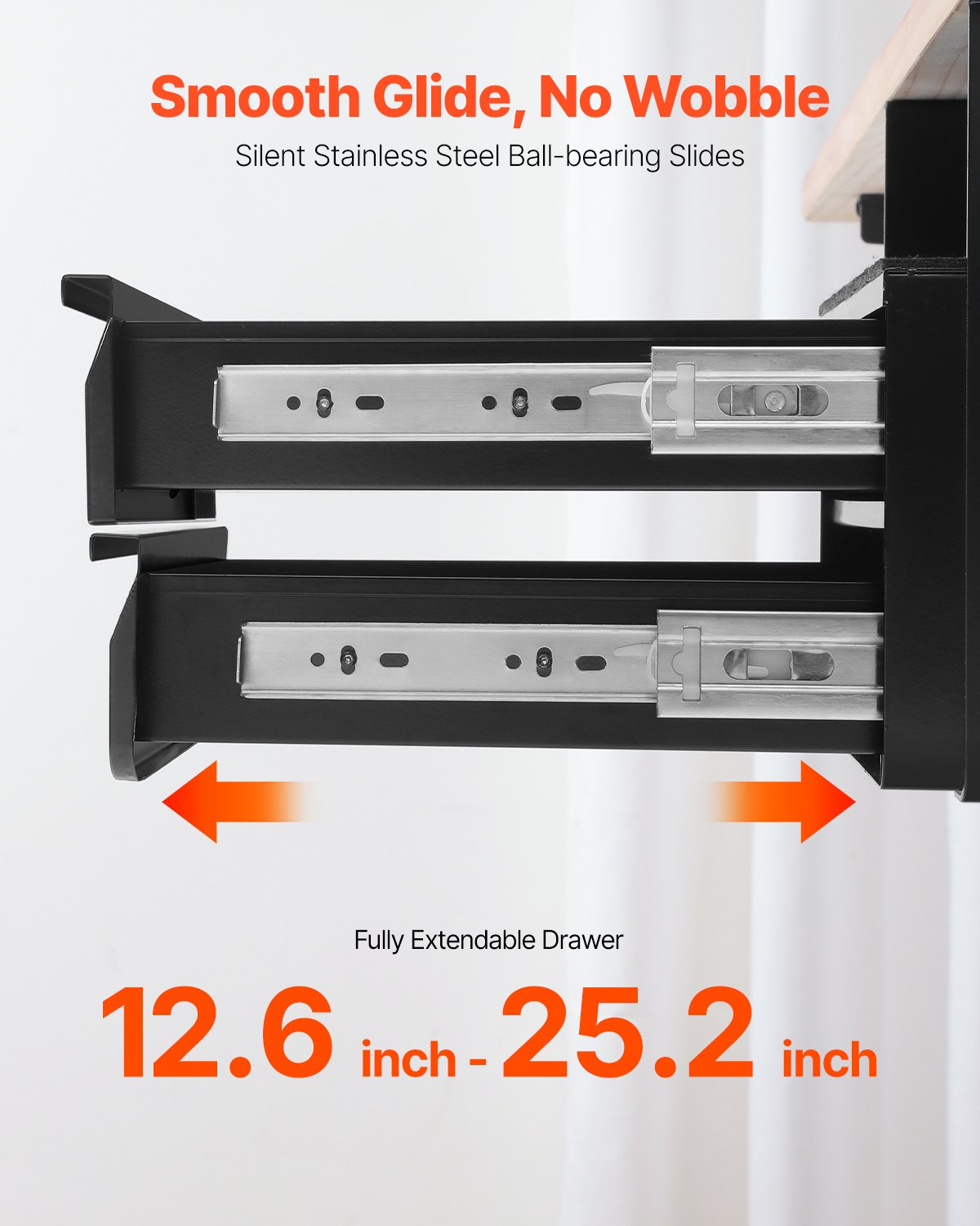 2 Låda 33 cm Låsbar Under Skrivbord Låda Organizer Utdragbar låda Hem