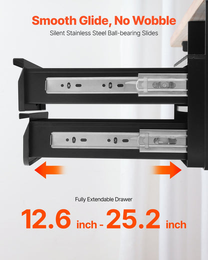 2 Låda 33 cm Låsbar Under Skrivbord Låda Organizer Utdragbar låda Hem