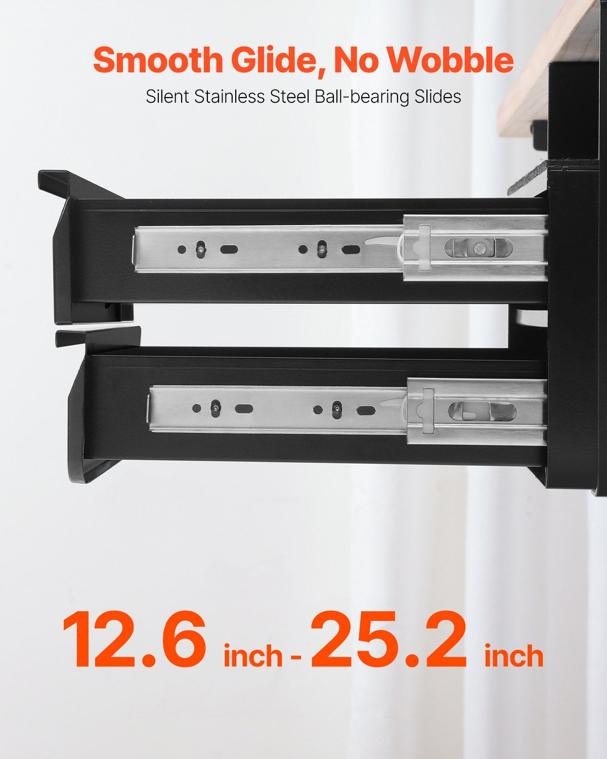 13" Wide Under Desk Drawer Slide Out, Under Table Pull-out Drawer Attachment, Hidden Desktop 2 Layer Storage Organizer, Lockable Undermount Pencil Drawer for Sit Stand Workstation, 14x13x10 in