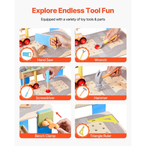 Wooden Tool Bench for Kids 3 Years+ Toy Workbench Toy Sets | EU