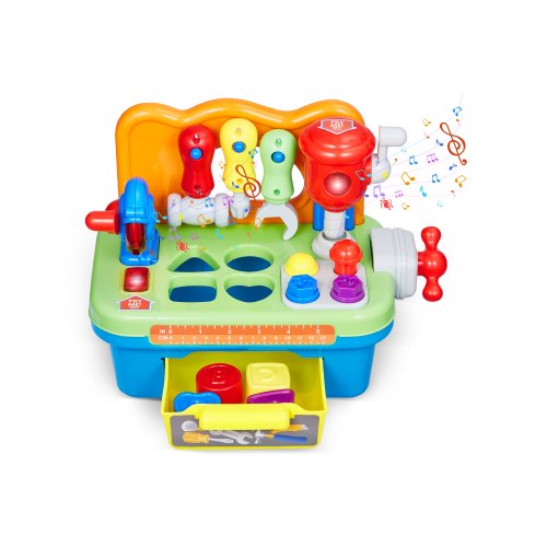Musical Workbench Toy, Sounds & Lights, Musical Learning Workbench for Toddler Age 2 Years and Up, Baby Pretend Play Tool Set, Infant Shape Sorter Activities, Kids Pounding Game, Boys & Girls