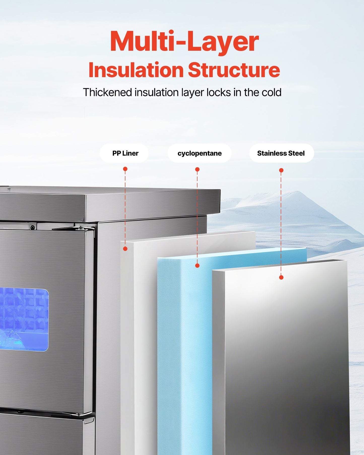 Commercial Ice Maker Machine, 330 lbs/24H Stainless Steel Ice Machine with Worktop, 88 lbs Storage & 144 Cubes/Cycle, Self-Cleaning Freestanding Ice-Making for Home Bar Office Restaurant Kitchen