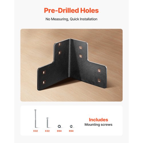8-piece workbench corner brackets, 6.5 x 6.5 x 6.5 inches/165 x 165 x 165 mm