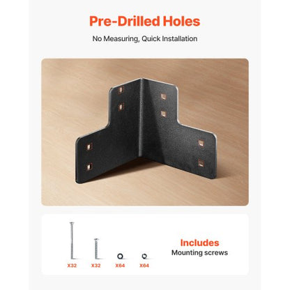 8-piece workbench corner brackets, 6.5 x 6.5 x 6.5 inches/165 x 165 x 165 mm