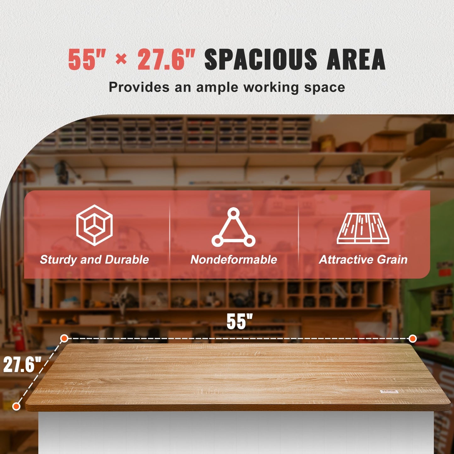 Table Top, 55" x 27.6" x 1", 220.5 lbs Load Capacity, Universal One-Piece Particle Board for Height Adjustable Electric Standing Desk Frame, Rectangular Countertop for Home and Office Table