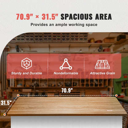 Table Top, 70.9" x 31.5" x 1", 220.5 lbs Load Capacity, Universal One-Piece Particle Board for Height Adjustable Electric Standing Desk Frame, Rectangular Countertop for Home and Office
