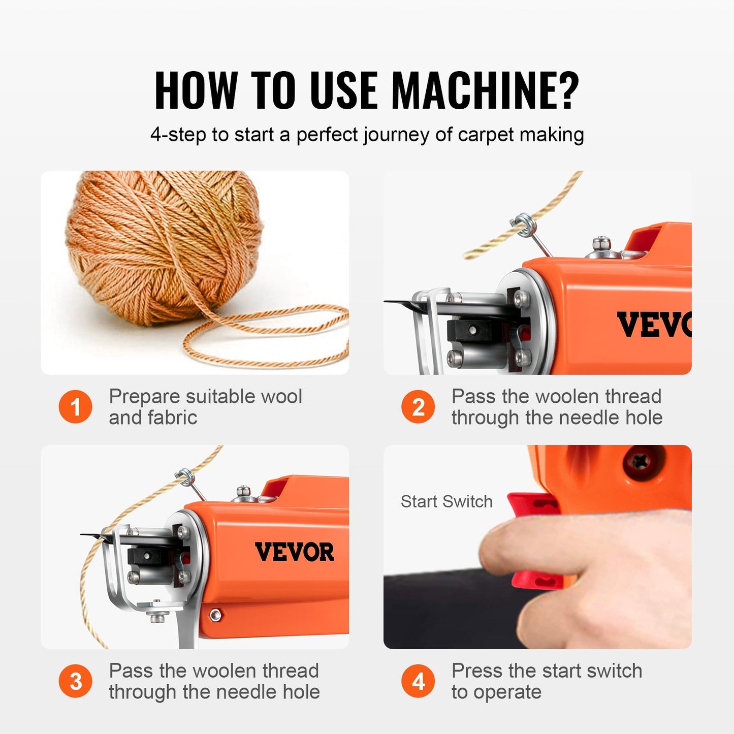 Tufting Gun, 2 in 1 Cut & Loop Pile, Electric Carpet Weaving Flocking Machine, Rug Machines Starter Kit, 7-27 Stitches/sec High Speed Rug Making Tools, 4-25 mm Adjustable Height, 110V