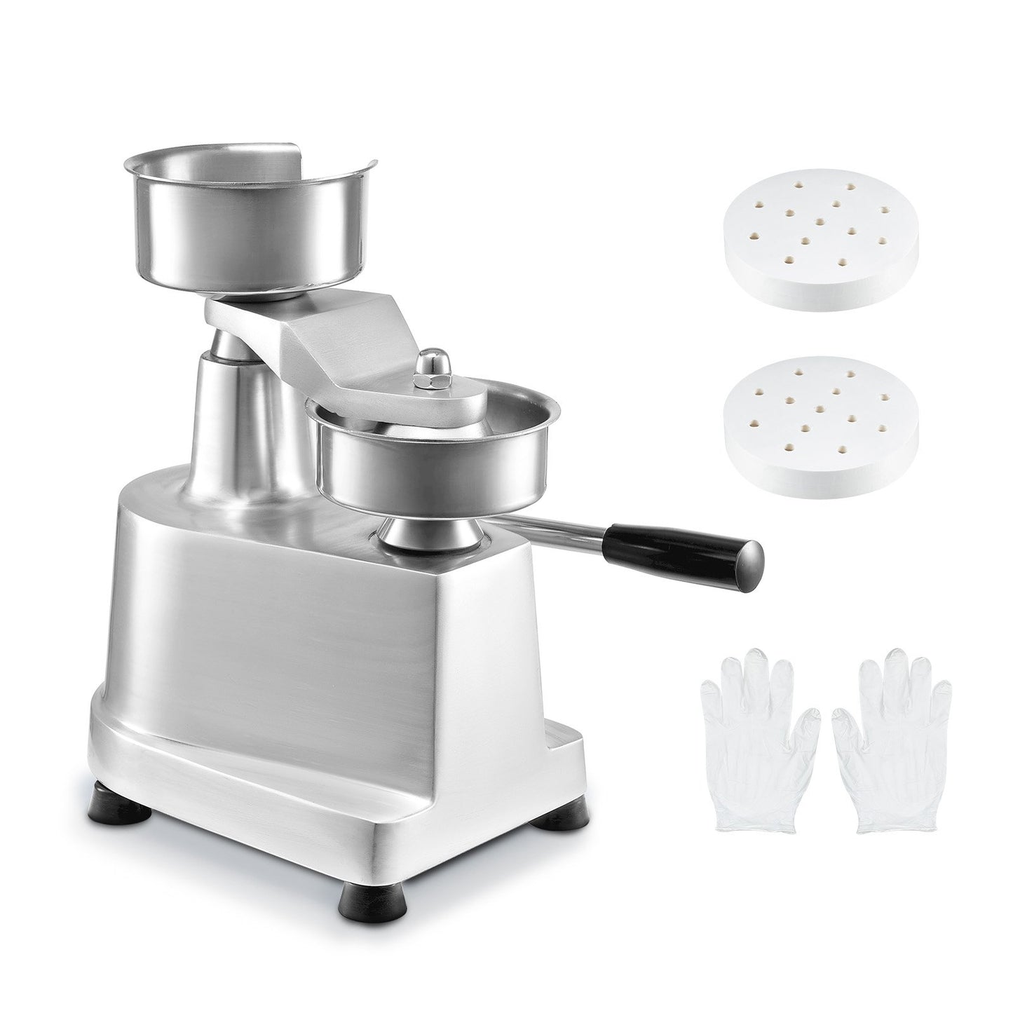 Commercial Hamburger Patty Maker, 130mm/5inch Hamburger Patty Maker, Heavy Duty Stainless Steel Food Bowl, Hamburger Press Machine, Kitchen Meat Forming Machine with 1000pcs Patty Papers