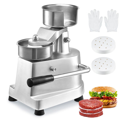 Commercial Hamburger Patty Maker, 100mm/4inch Hamburger Patty Maker, Heavy Duty Stainless Steel Food Bowl, Hamburger Press Machine, Kitchen Meat Forming Machine with 1000pcs Patty Papers