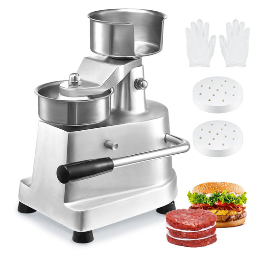 Commercial Hamburger Patty Maker, 100mm/4inch Hamburger Patty Maker, Heavy Duty Stainless Steel Food Bowl, Hamburger Press Machine, Kitchen Meat Forming Machine with 1000pcs Patty Papers