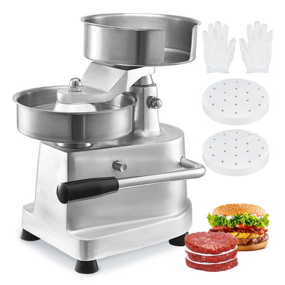 Commercial Hamburger Patty Maker, 150mm/6inch Hamburger Patty Maker, Heavy Duty Stainless Steel Food Bowl, Hamburger Press Machine, Kitchen Meat Forming Machine with 1000pcs Patty Papers