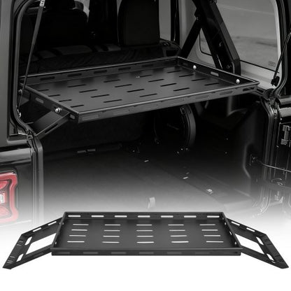 Rear Trunk Cargo Rack, for 2007-2024 Jeep Wrangler JK, 300 lbs Capacity, Carbon Steel Basket Tray Interior Storage Luggage Carrier with Net, Shelf Stand Organizer for Camping Trip Gear, Black