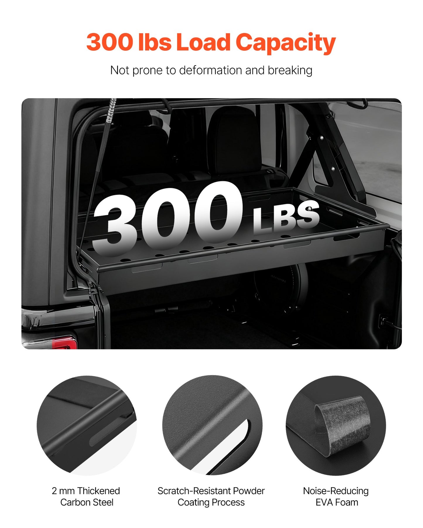 Rear Trunk Cargo Rack, for 2018-2024 Jeep Wrangler JLU Sky One-Touch Power Top, 300 lbs, Carbon Steel Basket Tray Interior Storage Luggage Carrier with Net, Shelf Stand Organizer for Camping