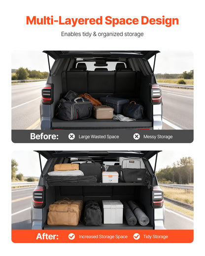 Rear Trunk Cargo Rack, for 2010-2024 Toyota 4Runner, 220 lbs Capacity, Aluminum Alloy Basket Tray Interior Storage Luggage Carrier, Adjustable Height Shelf Stand Organizer for Camping Trip Gear