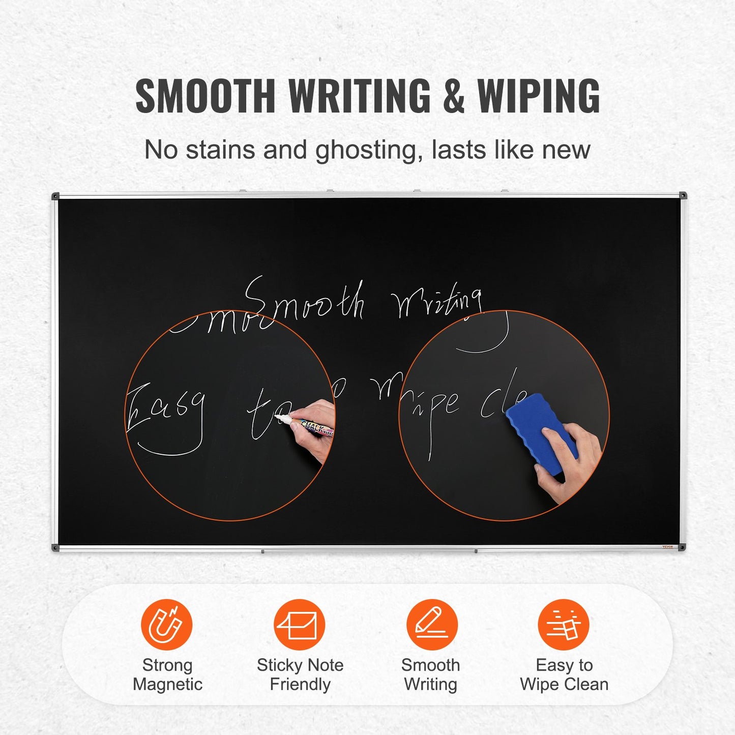 Schwarze Tafel, 70 x 40 Zoll große Tafel mit Aluminiumrahmen, trocken abwischbare Tafeln, inklusive 1 magnetischem Radiergummi und 3 trocken abwischbaren Markern, schwarze Oberfläche, für Büro, Zuhause und Schule