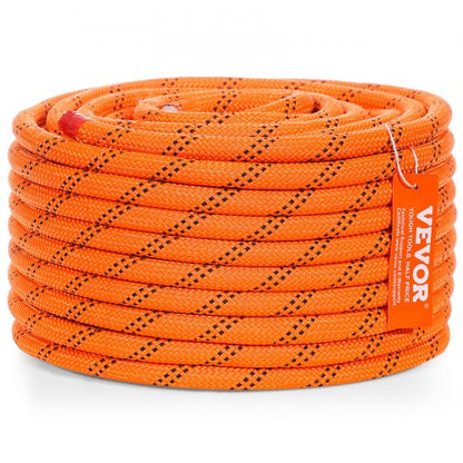 Dual Twisted Polyester Cord, 1/2 inch by 120 feet, 48-Strand, 8000 LBS Tensile Strength, Multi-Use Outdoor Rope for Arborist Activities, Hiking, Swinging, Rappelling, and Rescue, Or