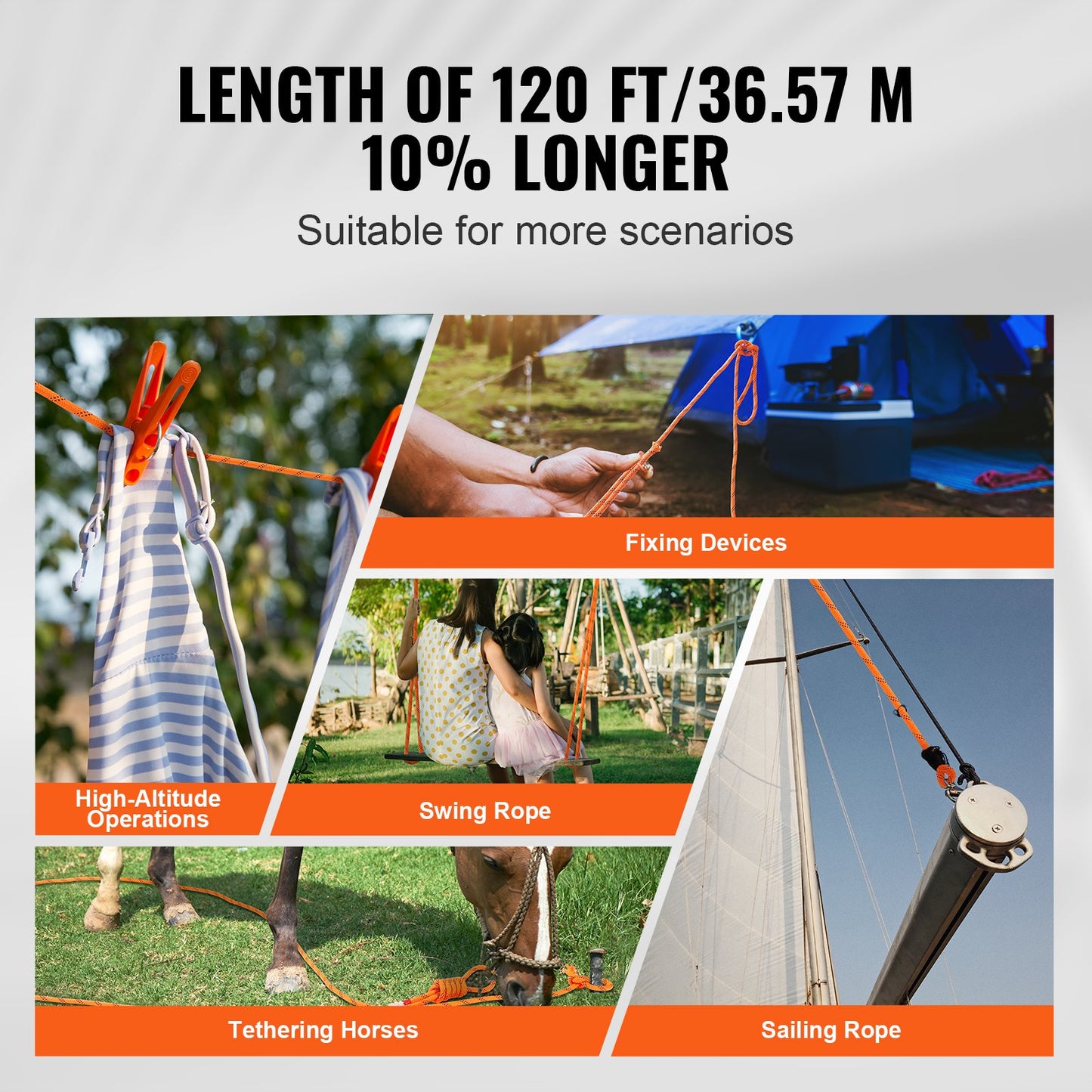 Kletterseil für Baumpfleger, doppelt geflochten, Polyester, 1,27 cm x 36,6 m, 48-Ständer